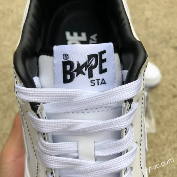 BAPE STA SK8 Low-Top Shoes in White with Patent Leather