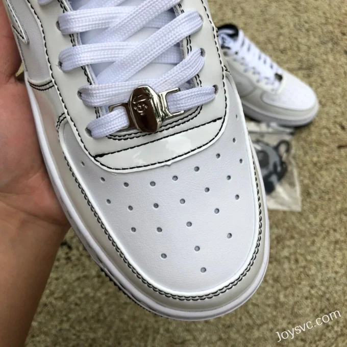 BAPE STA SK8 Low-Top Shoes in White with Patent Leather