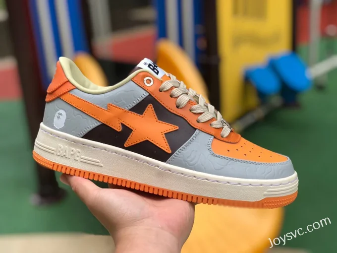 BAPE STA SK8 Low-Top Shoes in Grey and Orange