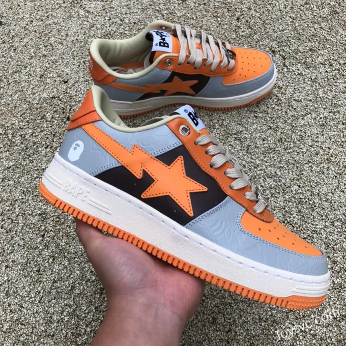 BAPE STA SK8 Low-Top Shoes in Grey and Orange