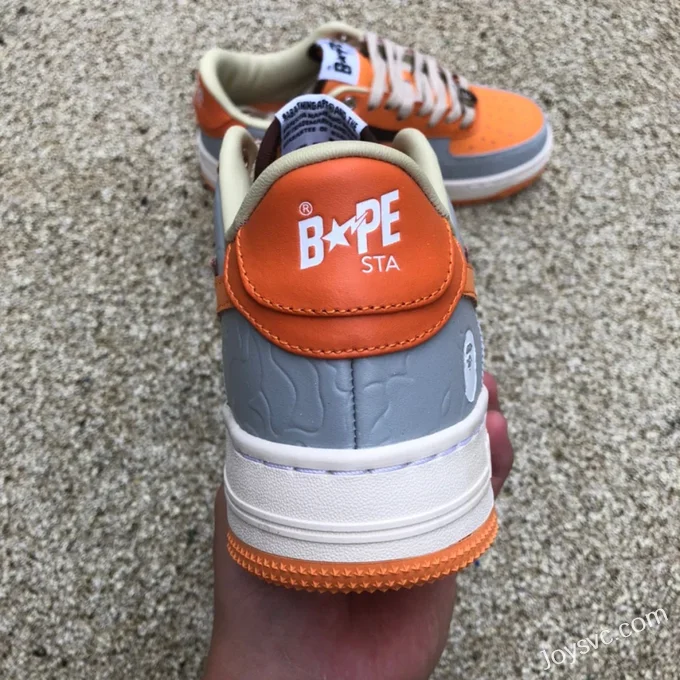 BAPE STA SK8 Low-Top Shoes in Grey and Orange