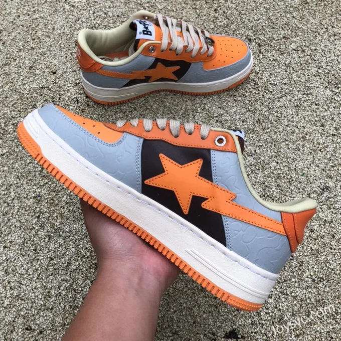 BAPE STA SK8 Low-Top Shoes in Grey and Orange