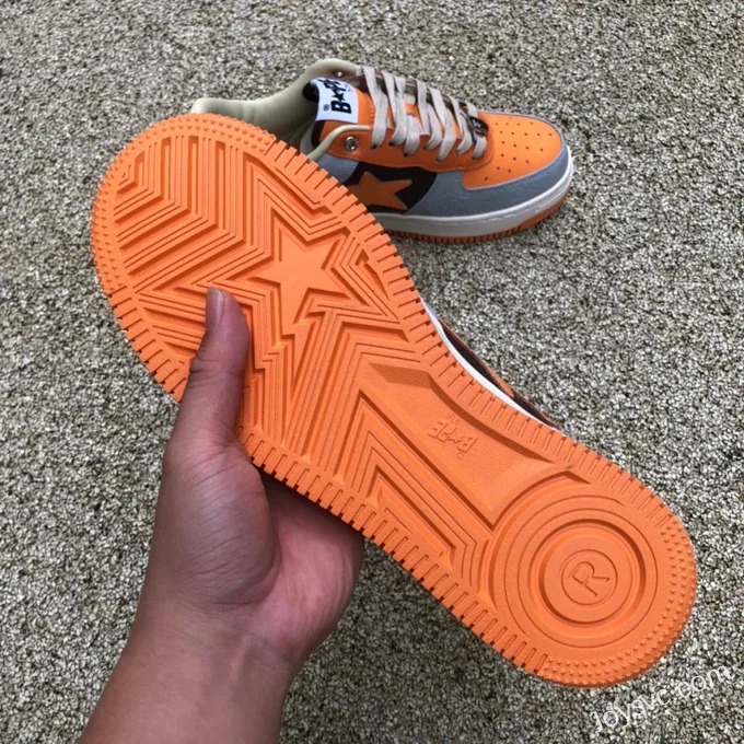 BAPE STA SK8 Low-Top Shoes in Grey and Orange