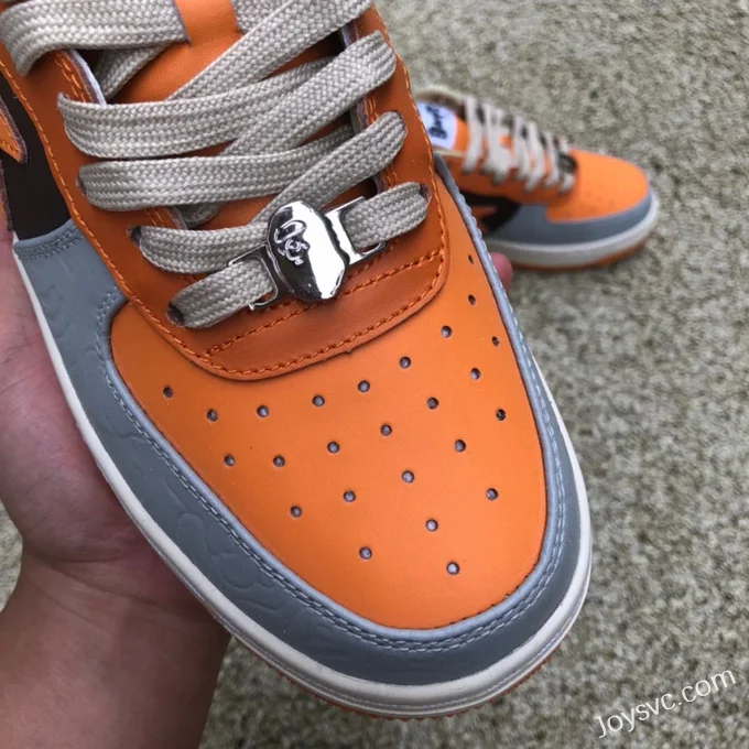 BAPE STA SK8 Low-Top Shoes in Grey and Orange