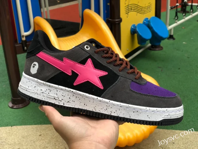 BAPE STA SK8 Low-Top Shoes in Black Purple and Pink