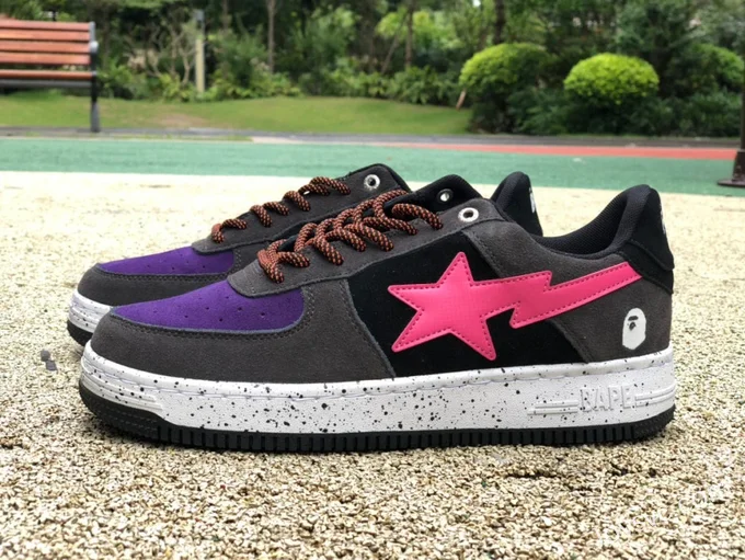 BAPE STA SK8 Low-Top Shoes in Black Purple and Pink