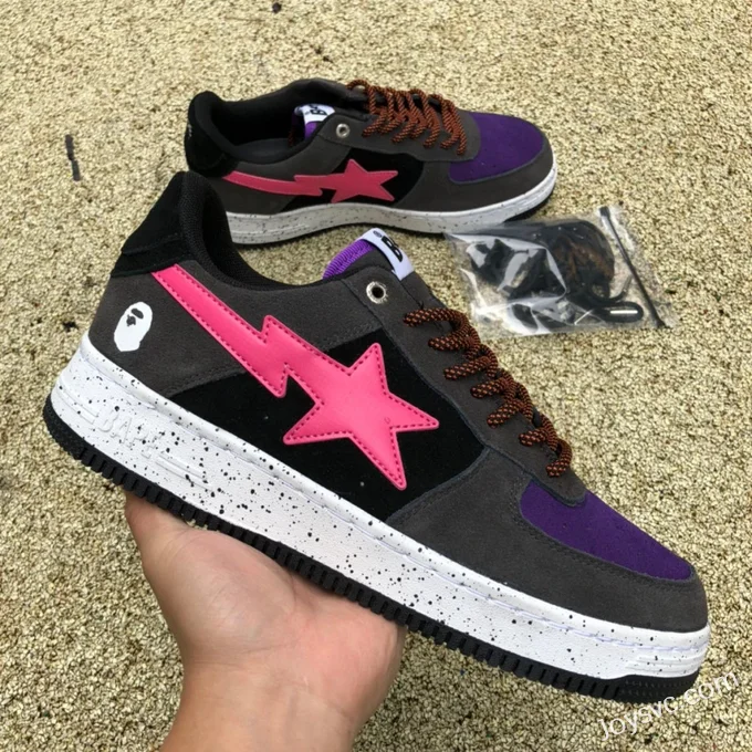 BAPE STA SK8 Low-Top Shoes in Black Purple and Pink