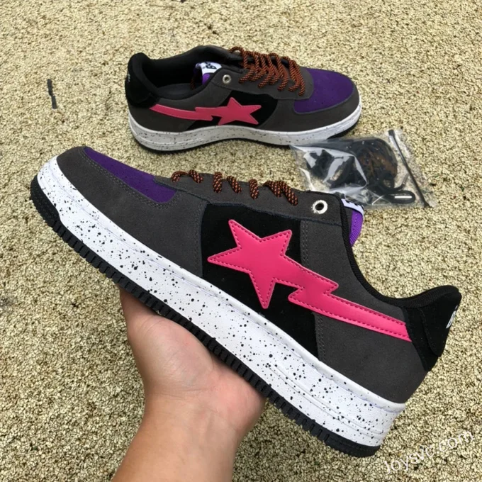 BAPE STA SK8 Low-Top Shoes in Black Purple and Pink