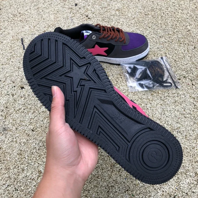 BAPE STA SK8 Low-Top Shoes in Black Purple and Pink