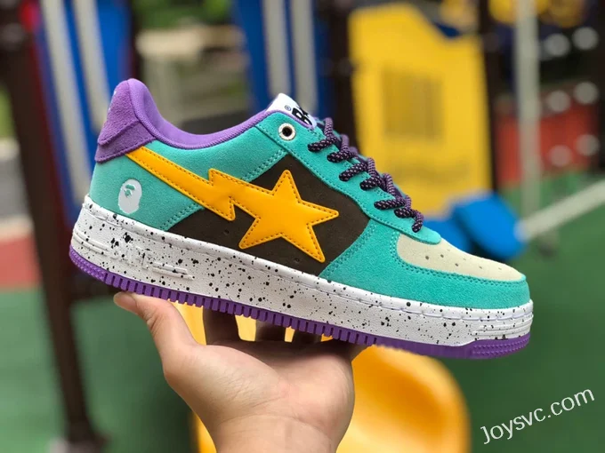 BAPE STA SK8 Low-Top Shoes in Green Purple and Yellow