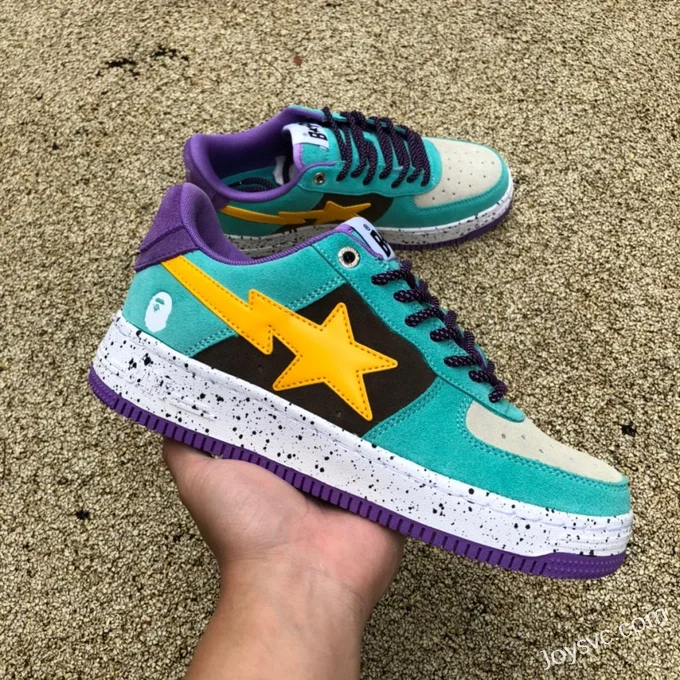 BAPE STA SK8 Low-Top Shoes in Green Purple and Yellow