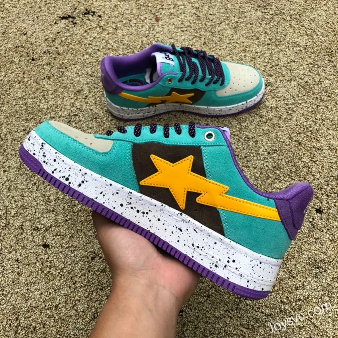 BAPE STA SK8 Low-Top Shoes in Green Purple and Yellow