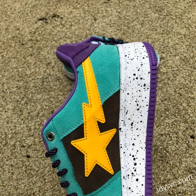 BAPE STA SK8 Low-Top Shoes in Green Purple and Yellow