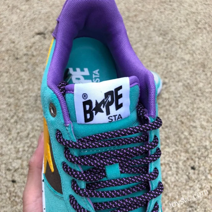 BAPE STA SK8 Low-Top Shoes in Green Purple and Yellow