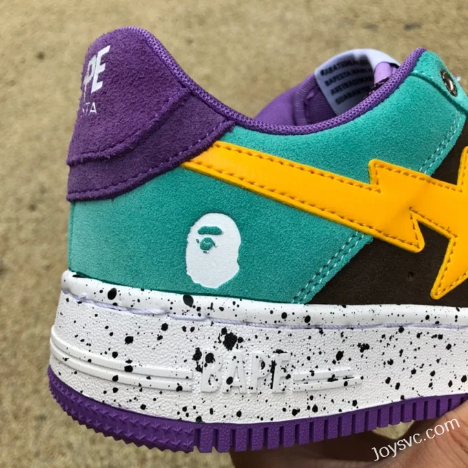 BAPE STA SK8 Low-Top Shoes in Green Purple and Yellow