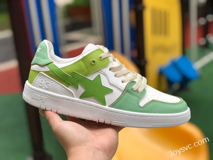 BAPE STA SK8 Low-Top Shoes in White and Light Green