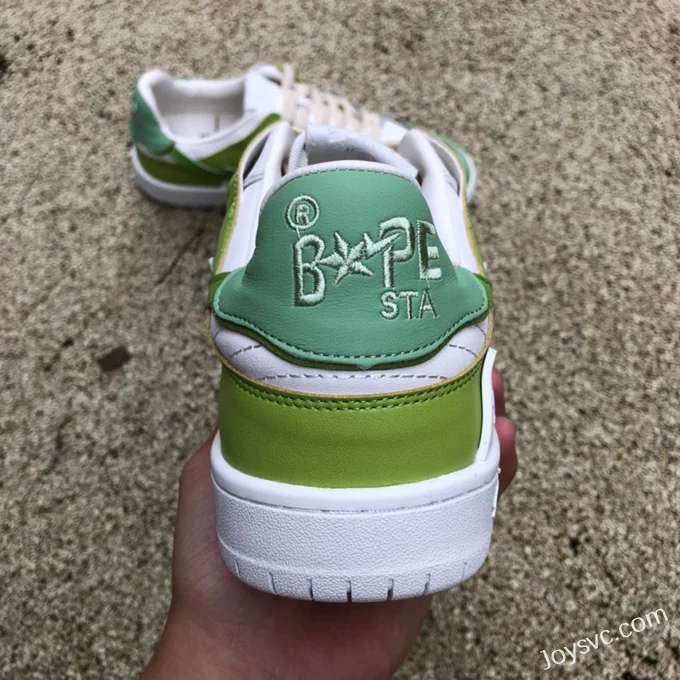 BAPE STA SK8 Low-Top Shoes in White and Light Green