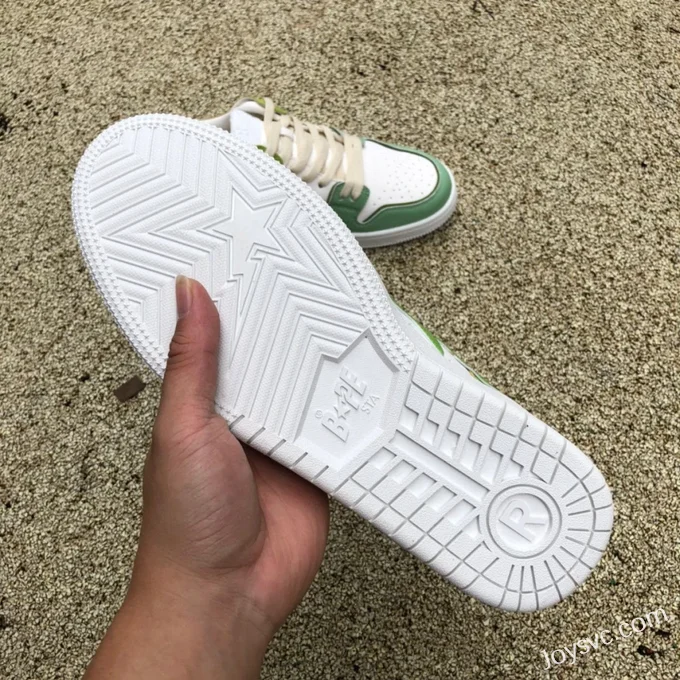 BAPE STA SK8 Low-Top Shoes in White and Light Green