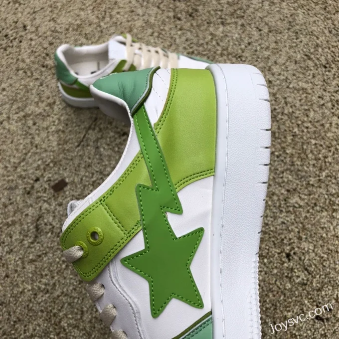 BAPE STA SK8 Low-Top Shoes in White and Light Green