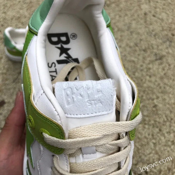 BAPE STA SK8 Low-Top Shoes in White and Light Green