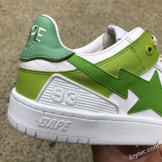 BAPE STA SK8 Low-Top Shoes in White and Light Green