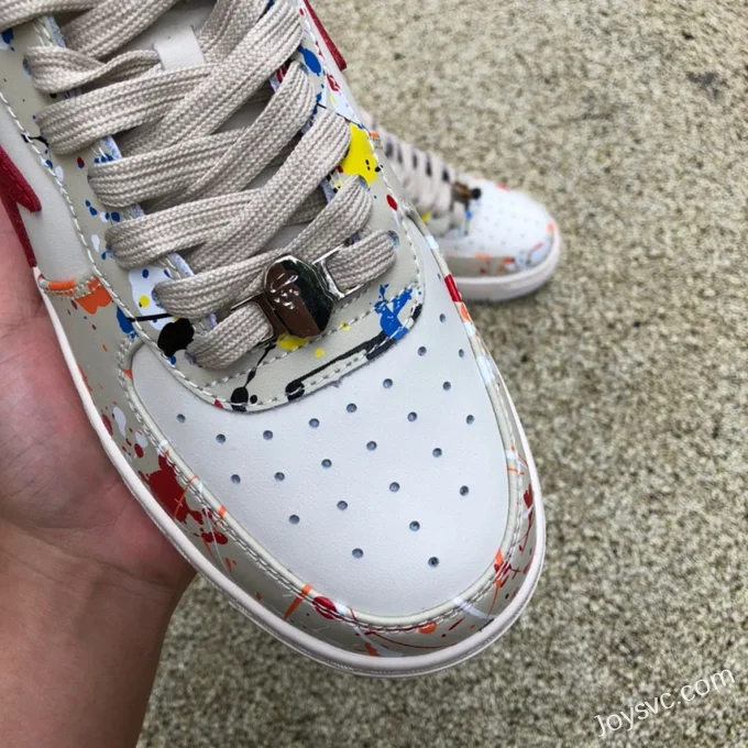 BAPE STA SK8 Low-Top Shoes in Beige White and Red with Graffiti