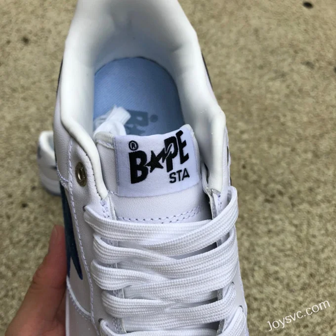 BAPE STA SK8 Low-Top Shoes in White and Blue with Crystal Sole