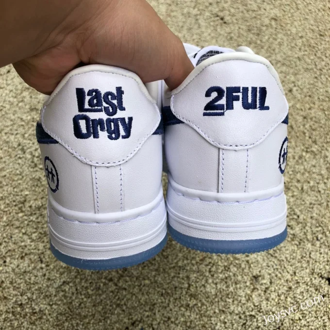 BAPE STA SK8 Low-Top Shoes in White and Blue with Crystal Sole