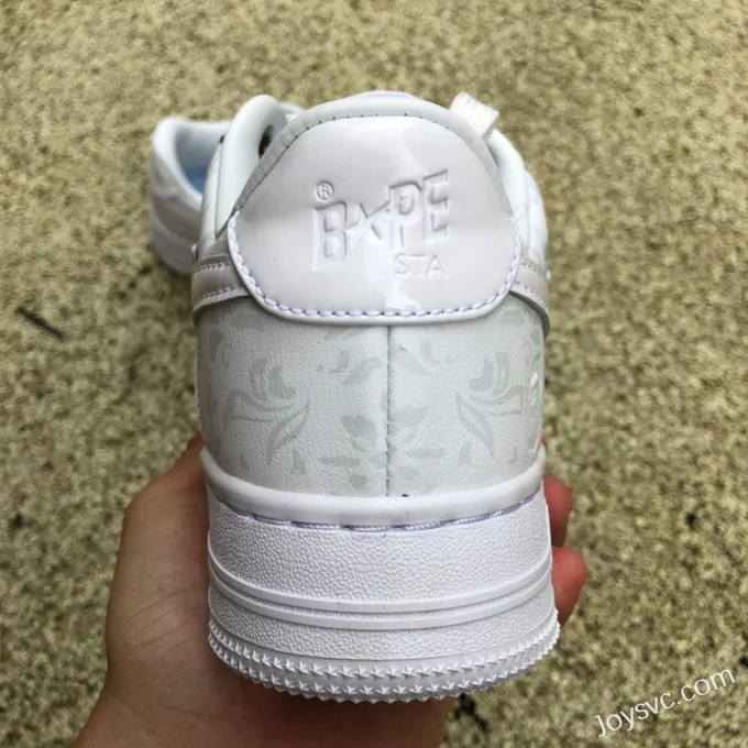 BAPE STA SK8 Low-Top Shoes in White with Pattern