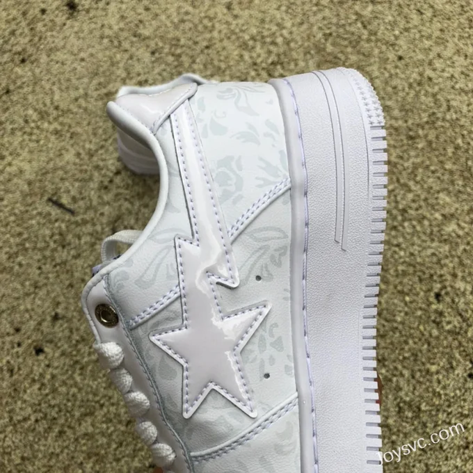 BAPE STA SK8 Low-Top Shoes in White with Pattern