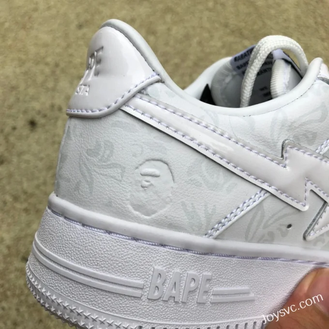 BAPE STA SK8 Low-Top Shoes in White with Pattern