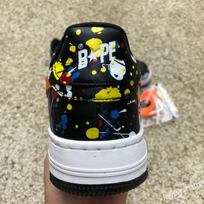 BAPE STA SK8 Low-Top Shoes in Black and Orange with Graffiti