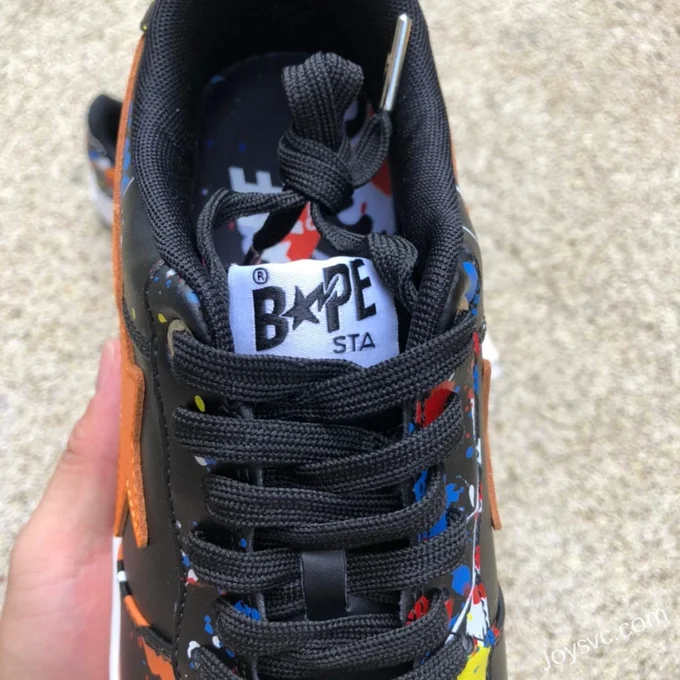 BAPE STA SK8 Low-Top Shoes in Black and Orange with Graffiti