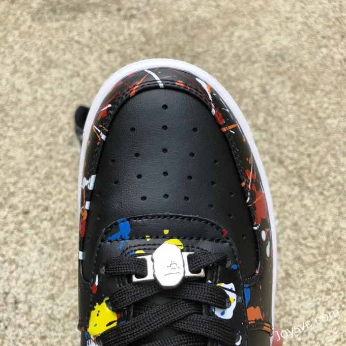 BAPE STA SK8 Low-Top Shoes in Black and Orange with Graffiti