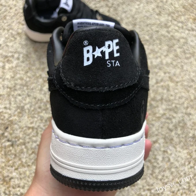 BAPE STA SK8 Low-Top Shoes in Black and White with Suede