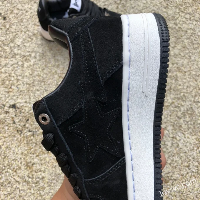 BAPE STA SK8 Low-Top Shoes in Black and White with Suede