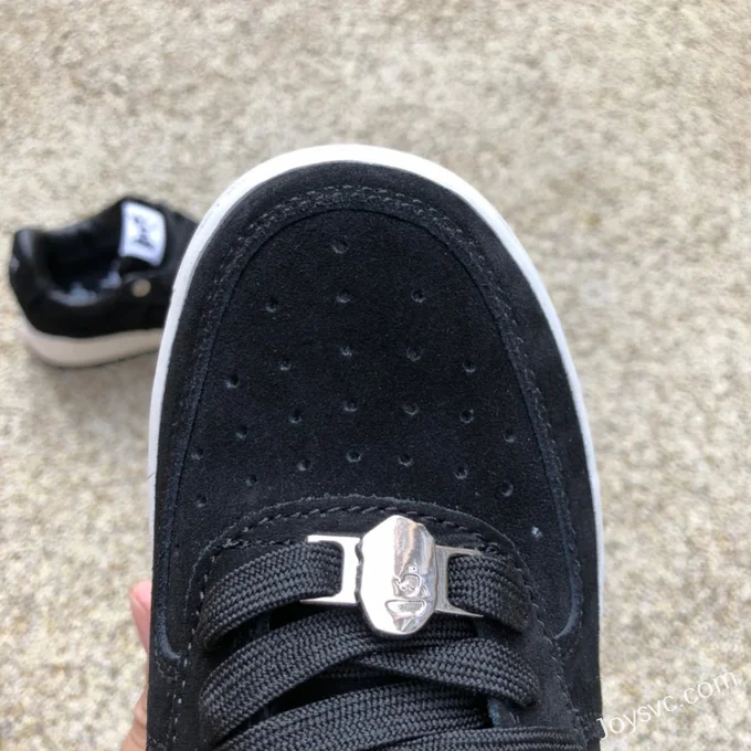 BAPE STA SK8 Low-Top Shoes in Black and White with Suede