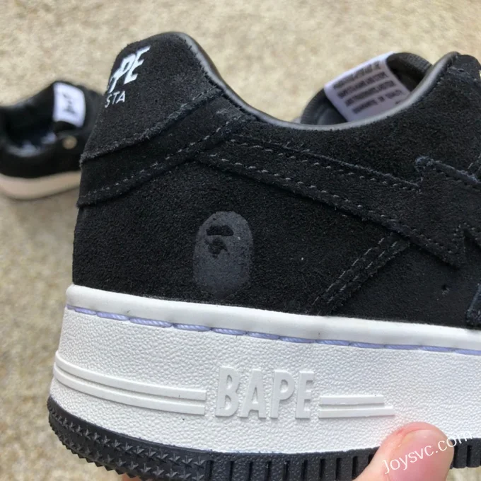 BAPE STA SK8 Low-Top Shoes in Black and White with Suede