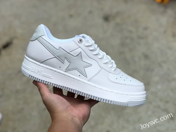 BAPE STA SK8 Low-Top Shoes in White and Silver