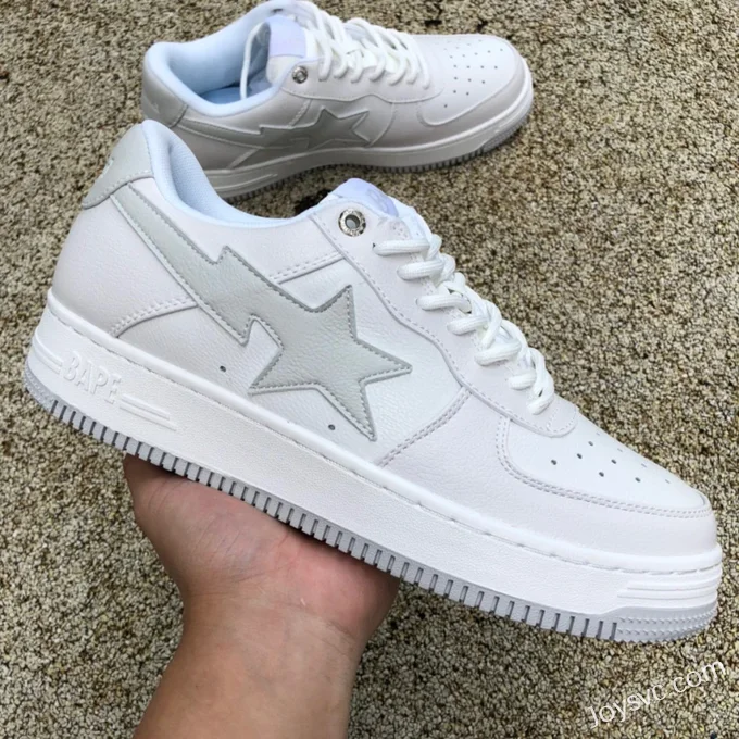 BAPE STA SK8 Low-Top Shoes in White and Silver