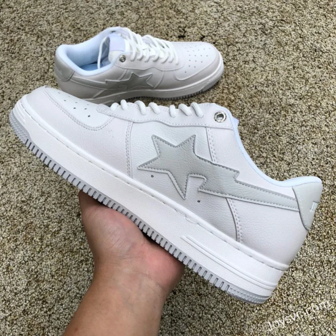 BAPE STA SK8 Low-Top Shoes in White and Silver