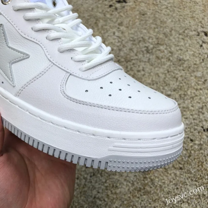 BAPE STA SK8 Low-Top Shoes in White and Silver