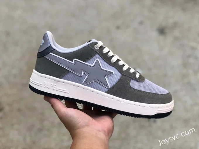 BAPE STA SK8 Low-Top Shoes in Grey and Light Green