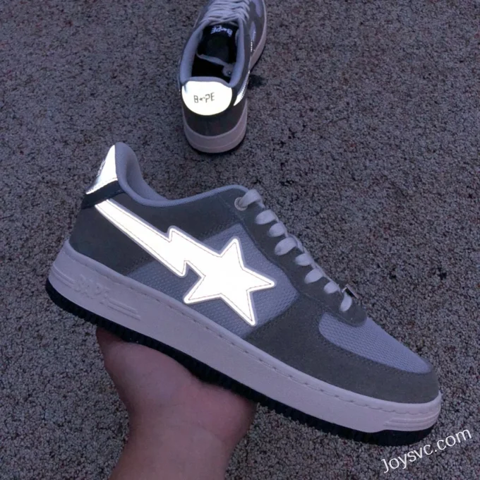 BAPE STA SK8 Low-Top Shoes in Grey and Light Green