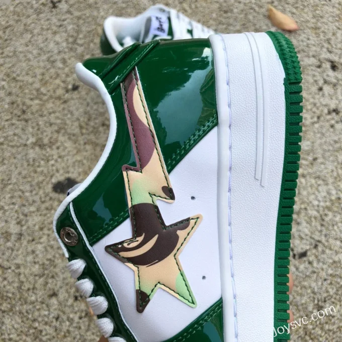 BAPE STA SK8 Low-Top Shoes in Grey White and Green Camo