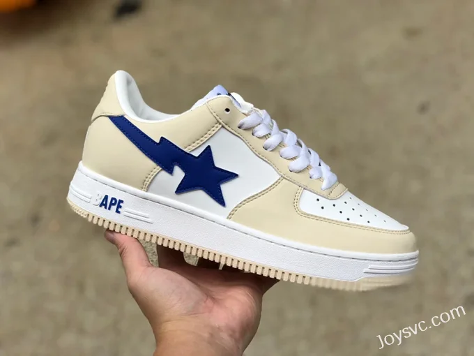 BAPE STA SK8 Low-Top Shoes in Grey Beige and Blue