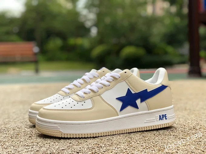 BAPE STA SK8 Low-Top Shoes in Grey Beige and Blue