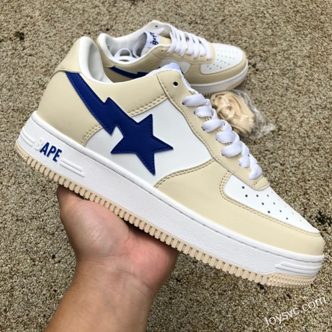 BAPE STA SK8 Low-Top Shoes in Grey Beige and Blue