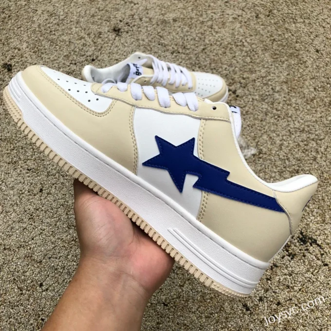 BAPE STA SK8 Low-Top Shoes in Grey Beige and Blue