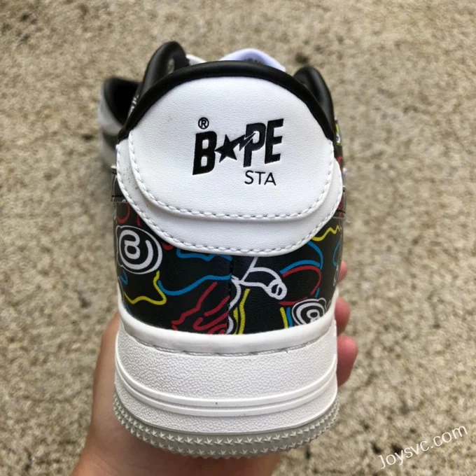 BAPE STA SK8 Low-Top Shoes in Black with Bear Print